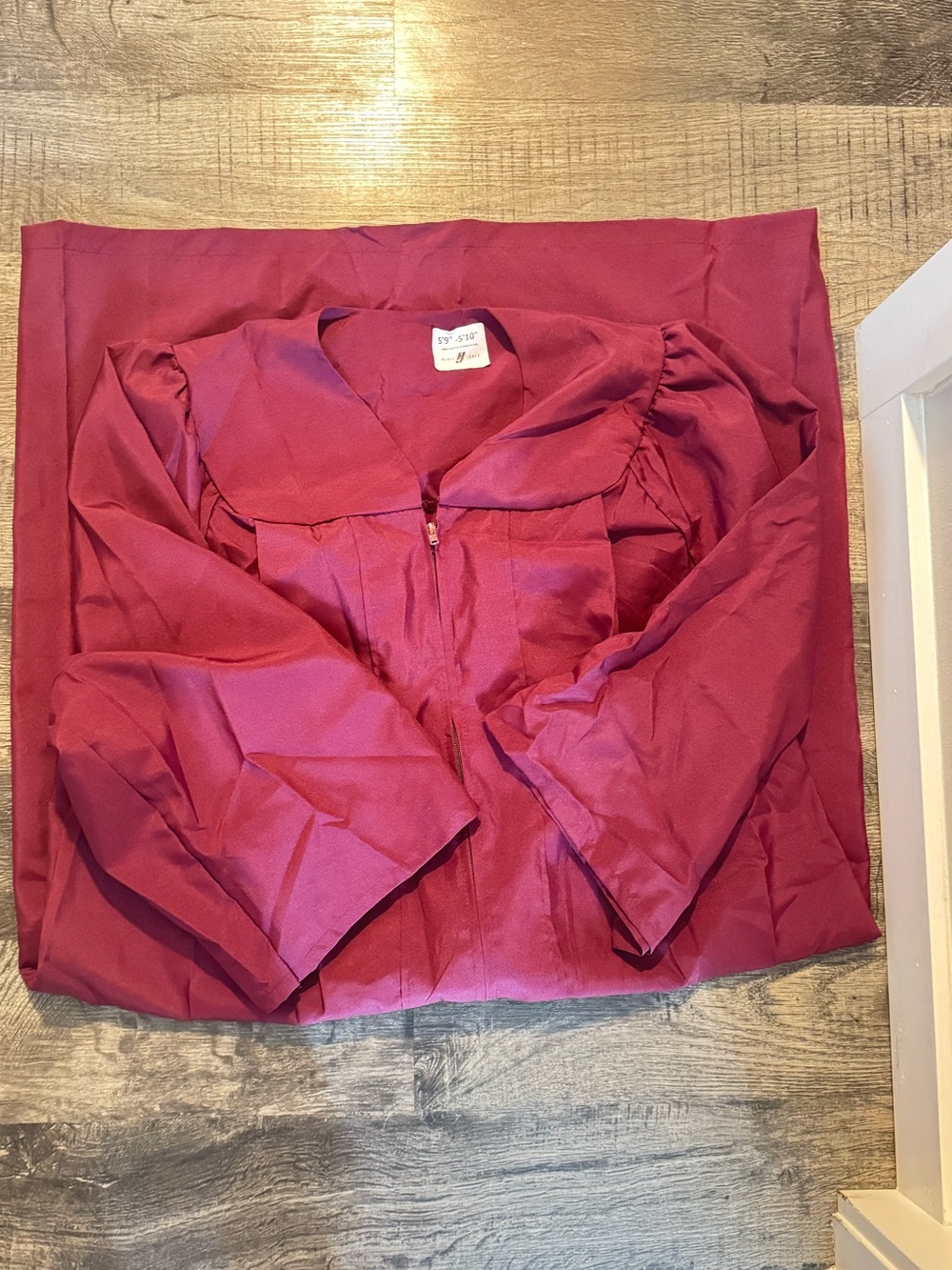 Burgundy Graduation Gown with Zipper Front